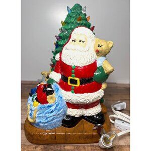 Vintage Light-Up Santa & Christmas Tree Figurine